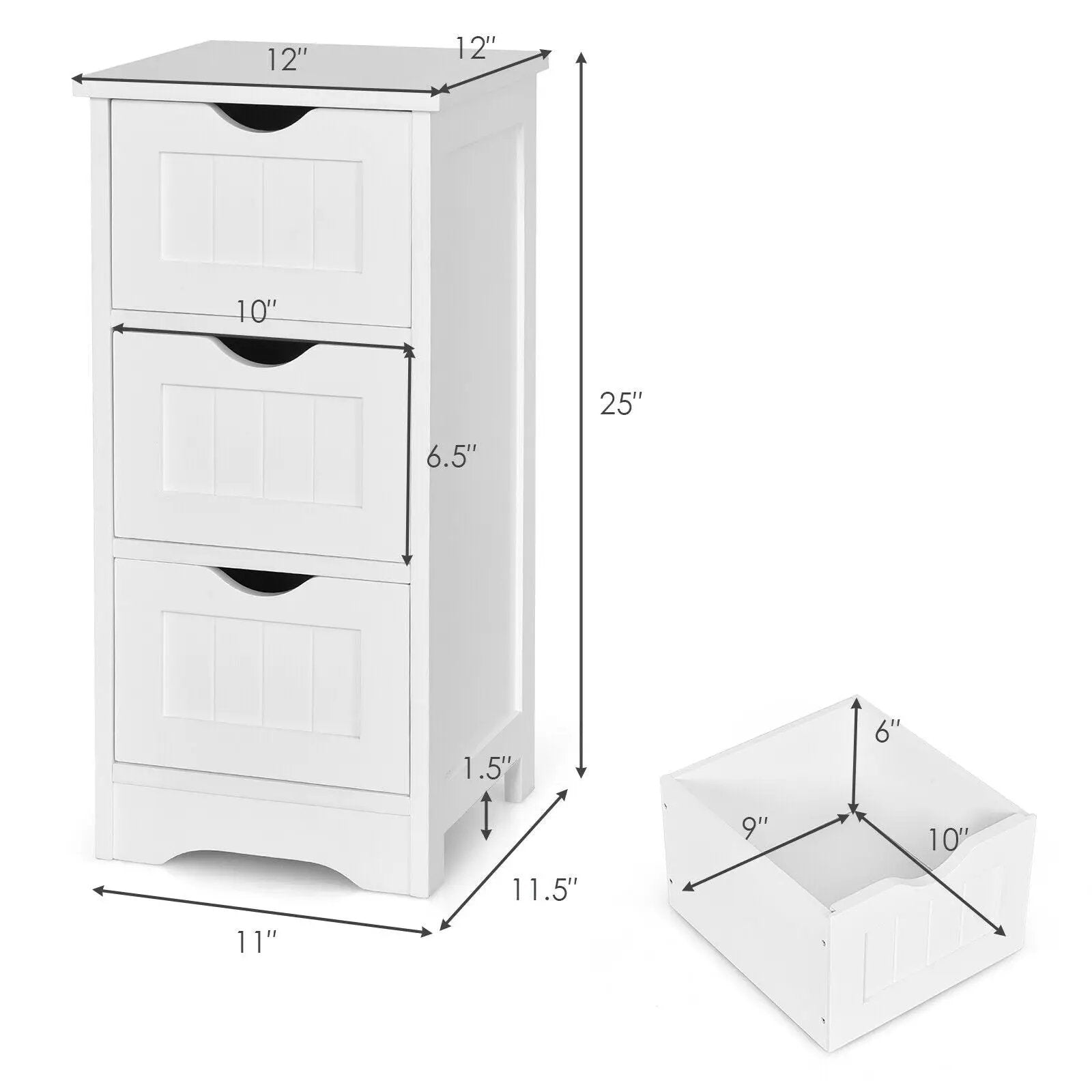 Bathroom Floor Freestanding Storage Organizer with 3 Drawers by DirectDeals