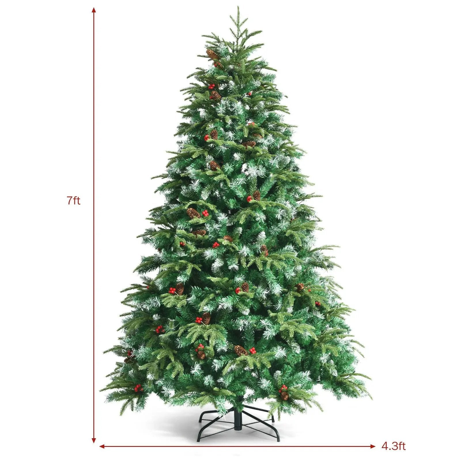 Pre-Lit Snowy Christmas Hinged Tree with Multi-Color Lights by DirectDeals