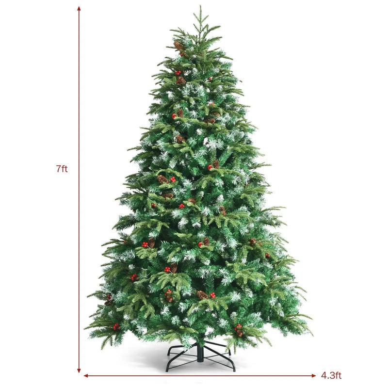 Pre-Lit Snowy Christmas Hinged Tree with Multi-Color Lights by DirectDeals