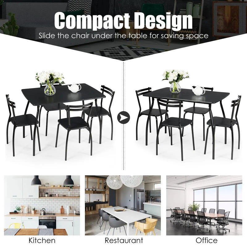 5 Pieces Dining Table Set with 4 Chairs and Backrests by DirectDeals