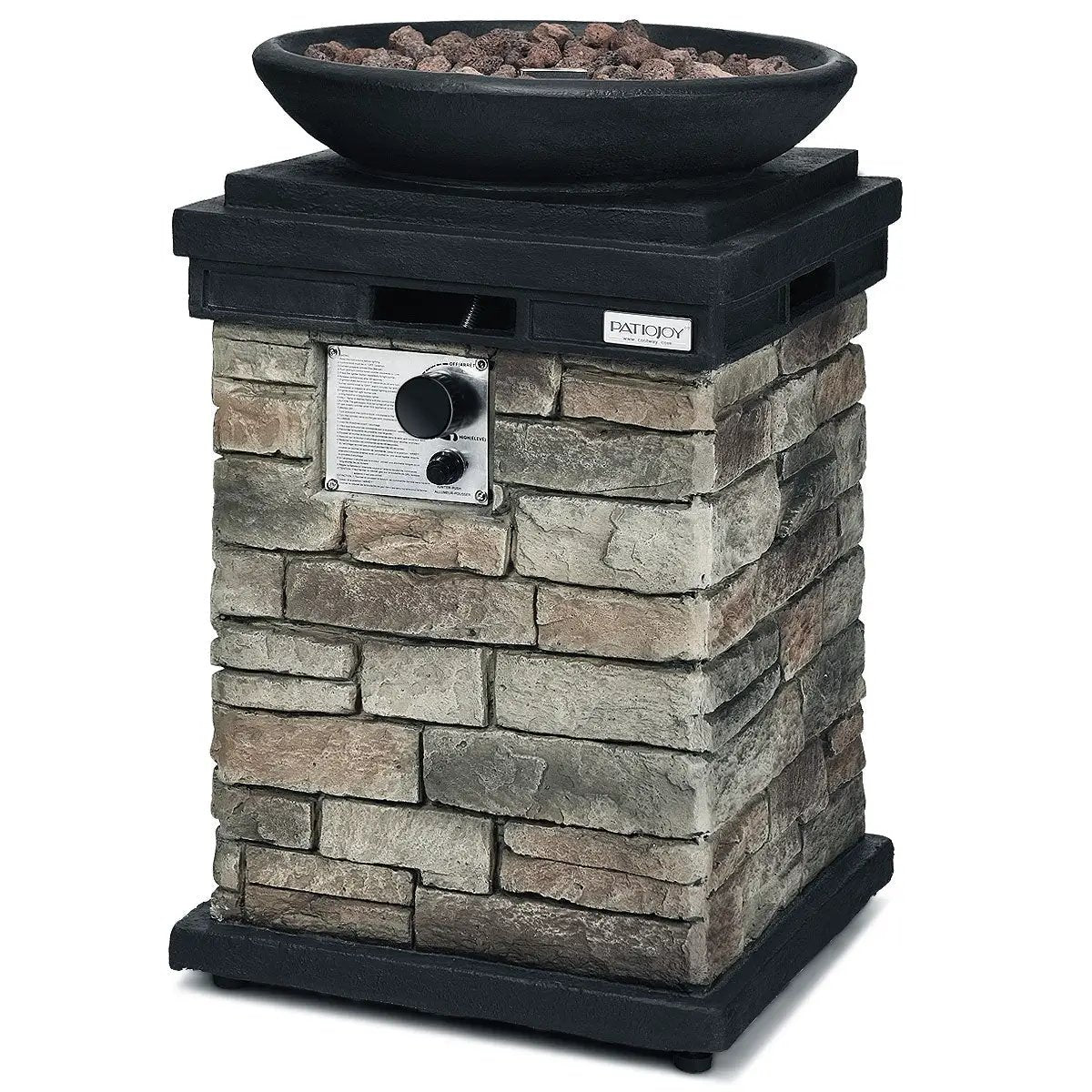 40000BTU Outdoor Propane Burning Fire Bowl Column Realistic Look Firepit Heater by DirectDeals