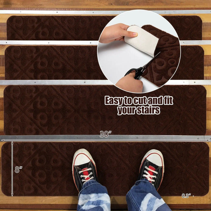 15Pcs Indoor Non-Slip Stair Carpet Mats for Wooden Steps by DirectDeals