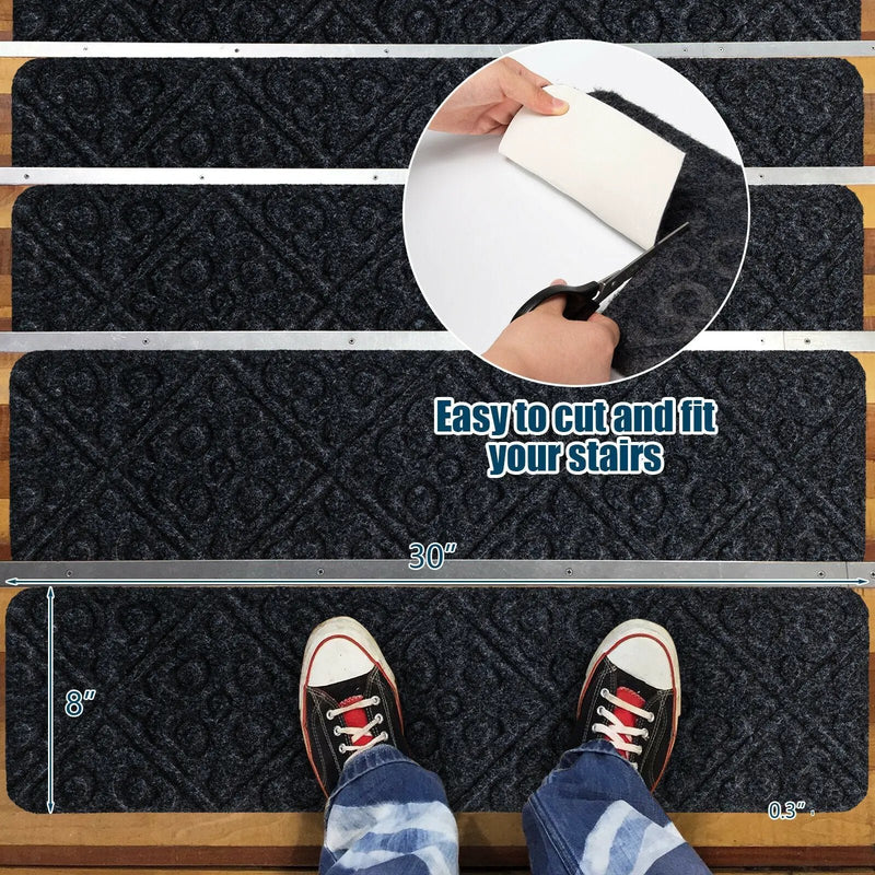 15Pcs Indoor Non-Slip Stair Carpet Mats for Wooden Steps by DirectDeals