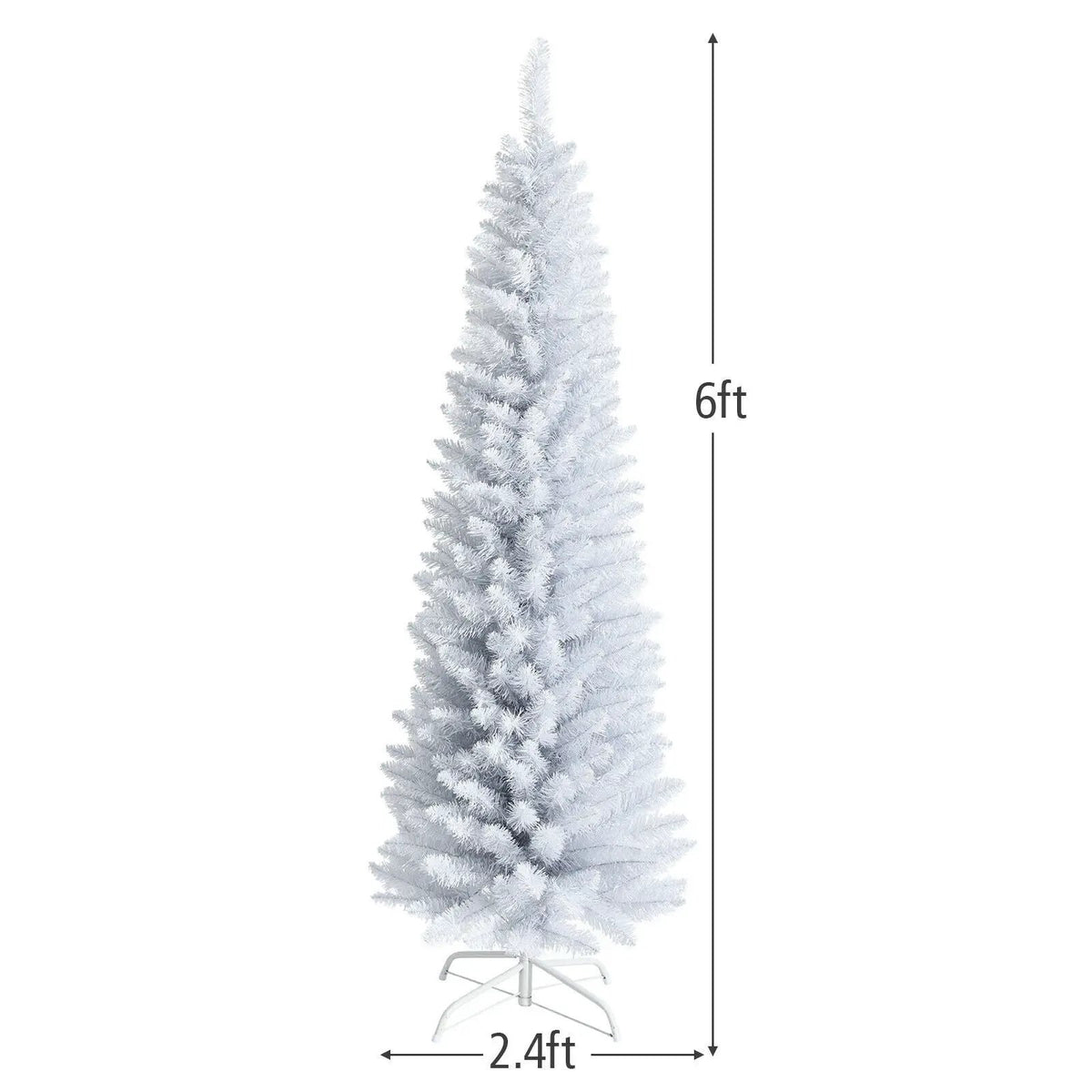 6 Feet Unlit Artificial Slim Pencil Christmas Tree with Metal Stand by DirectDeals