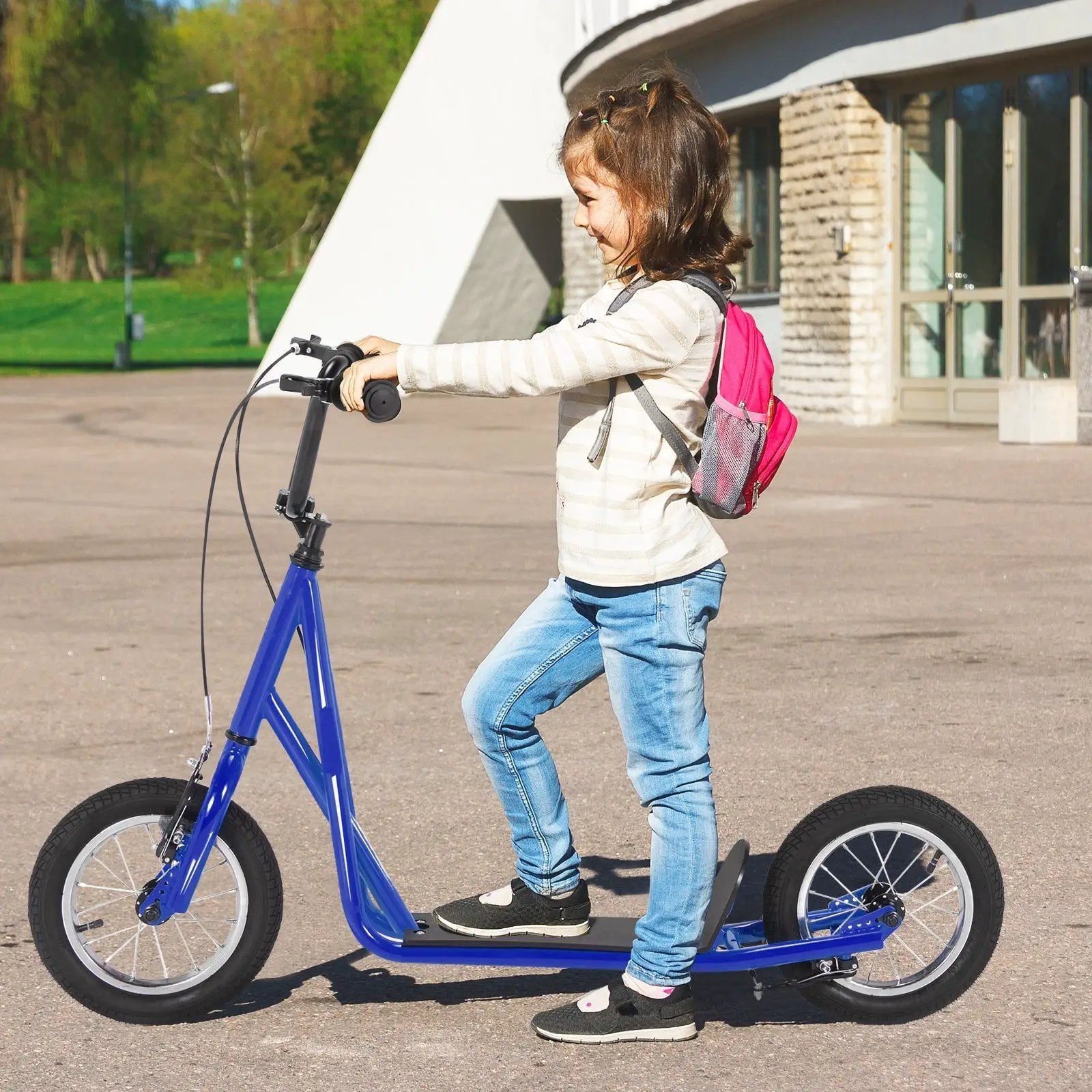 Height Adjustable Kid Kick Scooter with 12 Inch Air Filled Wheel by DirectDeals