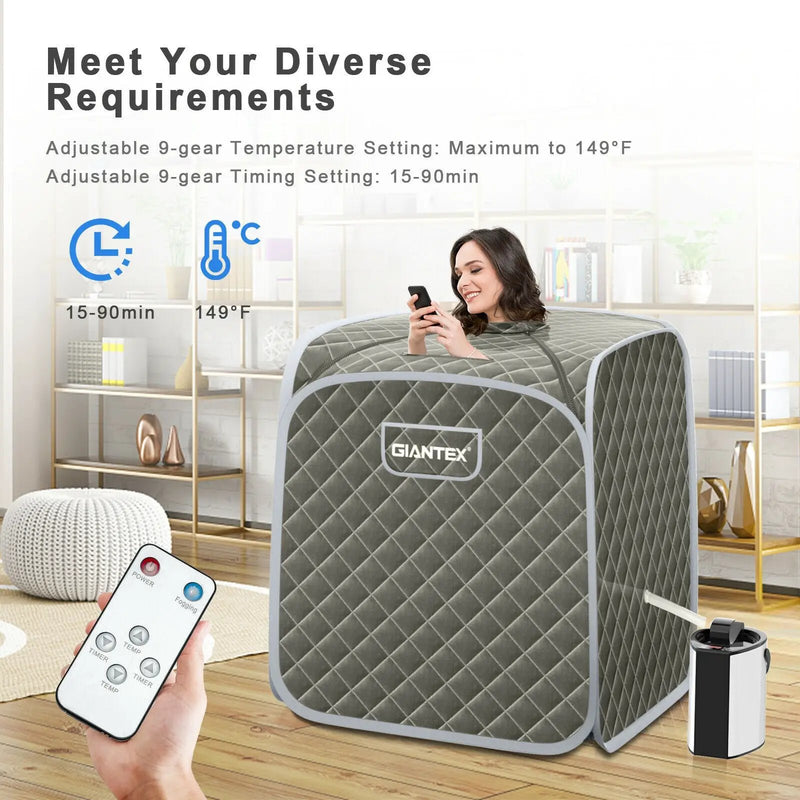 Portable Personal Steam Sauna Spa with Steamer Chair-Gray by DirectDeals