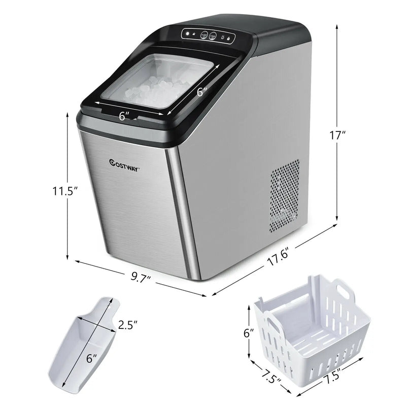 Ice Making Machine with 29 Pounds Pebble Ice per Day-Silver by DirectDeals