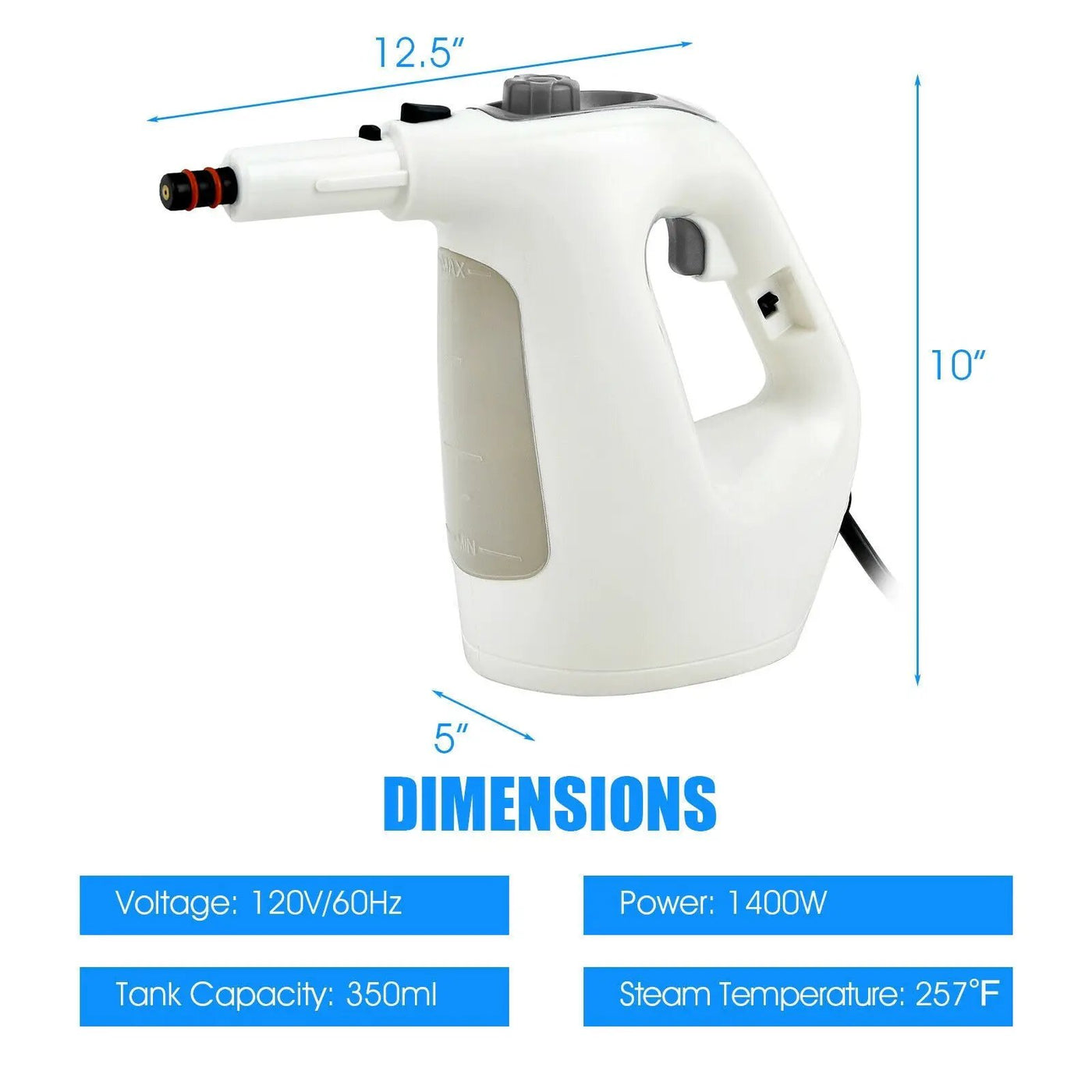 1400W Multipurpose Pressurized Steam Cleaner With 17 Pieces Accessories by DirectDeals