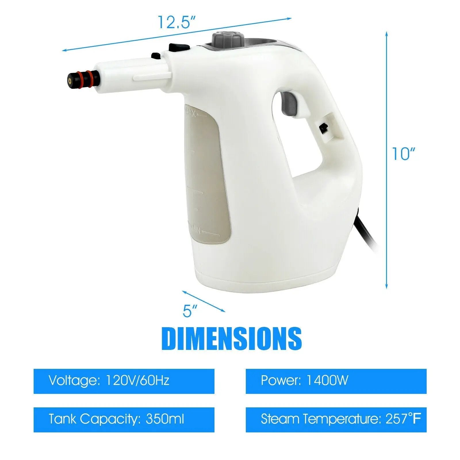 1400W Multipurpose Pressurized Steam Cleaner With 17 Pieces Accessories by DirectDeals