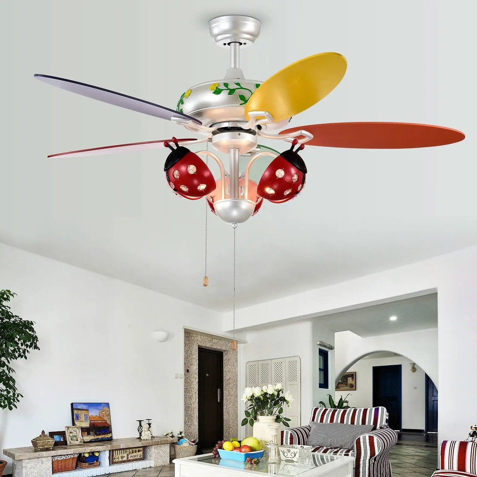 52 Inch Kids Ceiling Fan with Pull Chain Control by DirectDeals