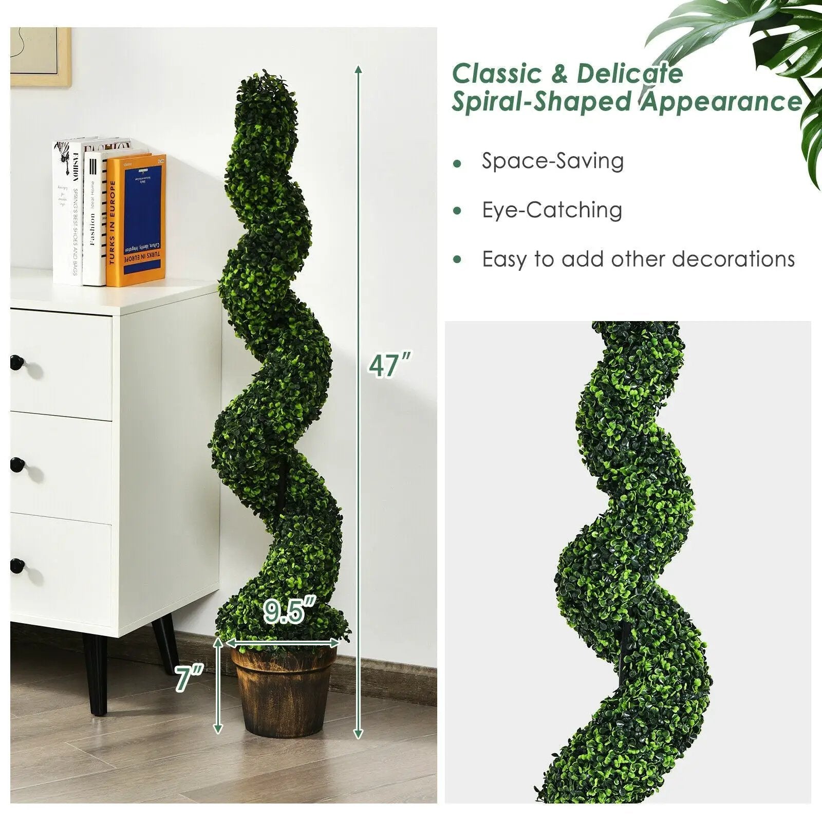 2 Pack 4 Feet Artificial Spiral Boxwood Topiary Indoor Outdoor Decor by DirectDeals