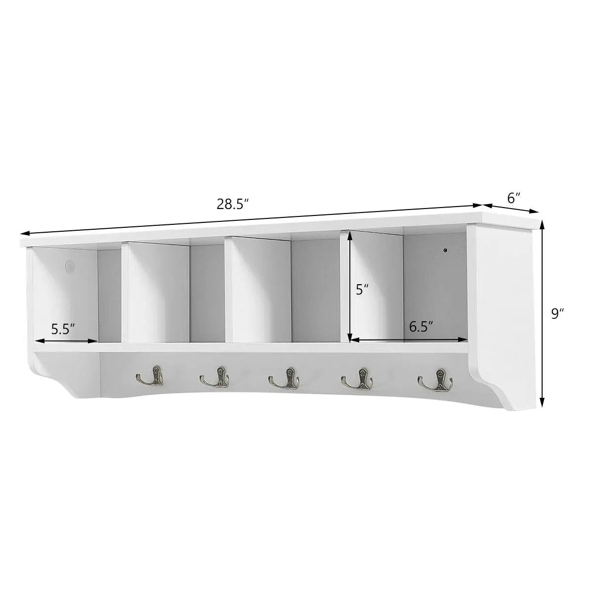 Wall-Mounted Storage Cabinet Hanging Entryway Shelf Coat Rack by DirectDeals