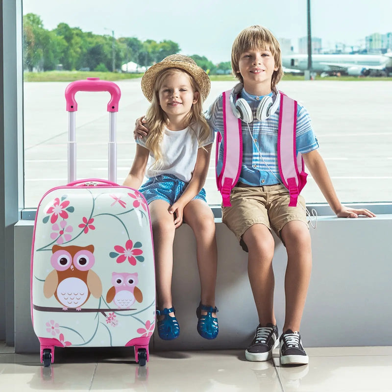 2 Pieces 12 Inch 16 Inch Green ABS Kids Suitcase Luggage Set by DirectDeals