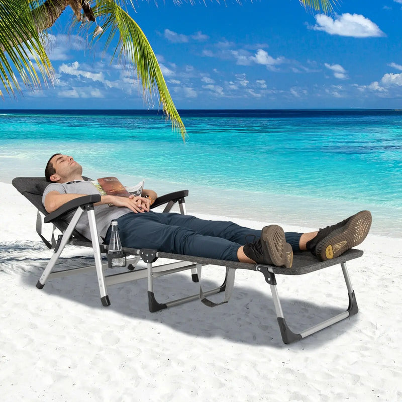 Beach Folding Chaise Lounge Recliner with 7 Adjustable Position by DirectDeals