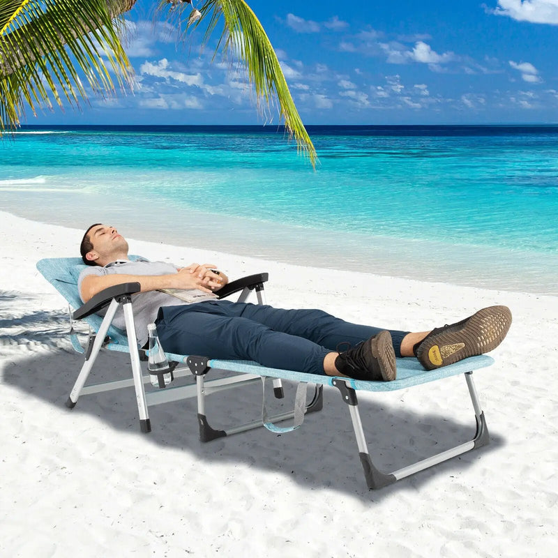 Beach Folding Chaise Lounge Recliner with 7 Adjustable Position by DirectDeals