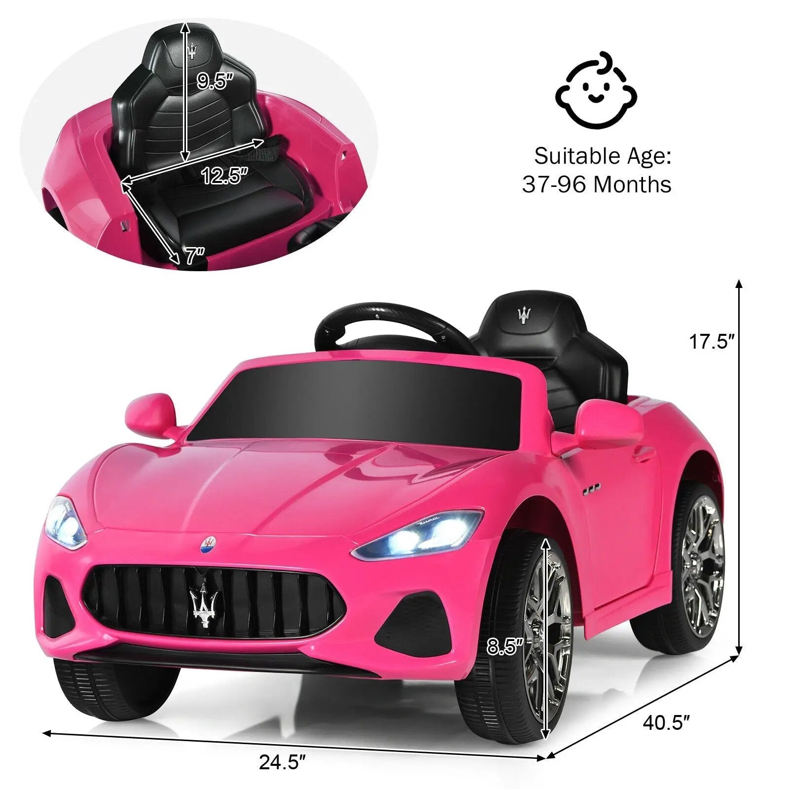 12V Kids Ride-On Car with Remote Control and Lights by DirectDeals
