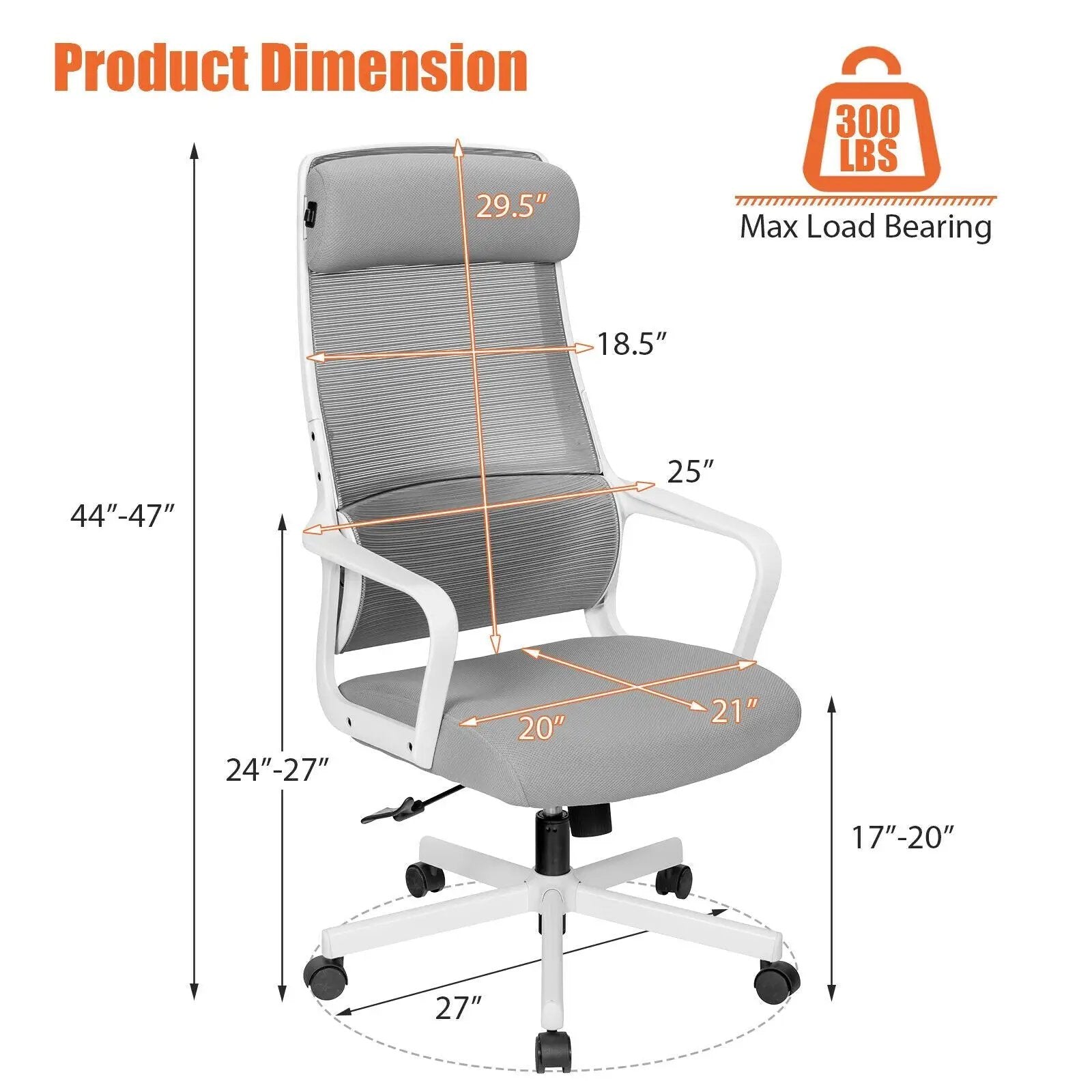 Adjustable Mesh Office Chair with Heating Support Headrest by DirectDeals