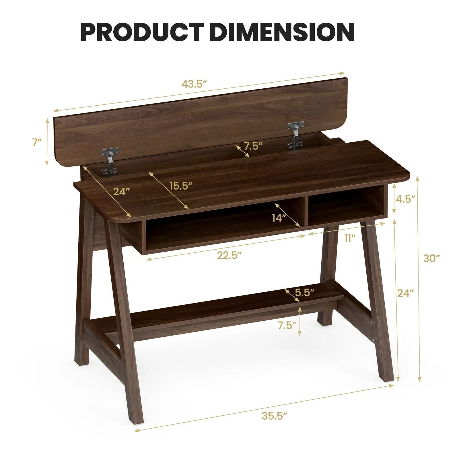 Mid Century Writing Desk with Storage Cubes and Hidden Compartment by DirectDeals