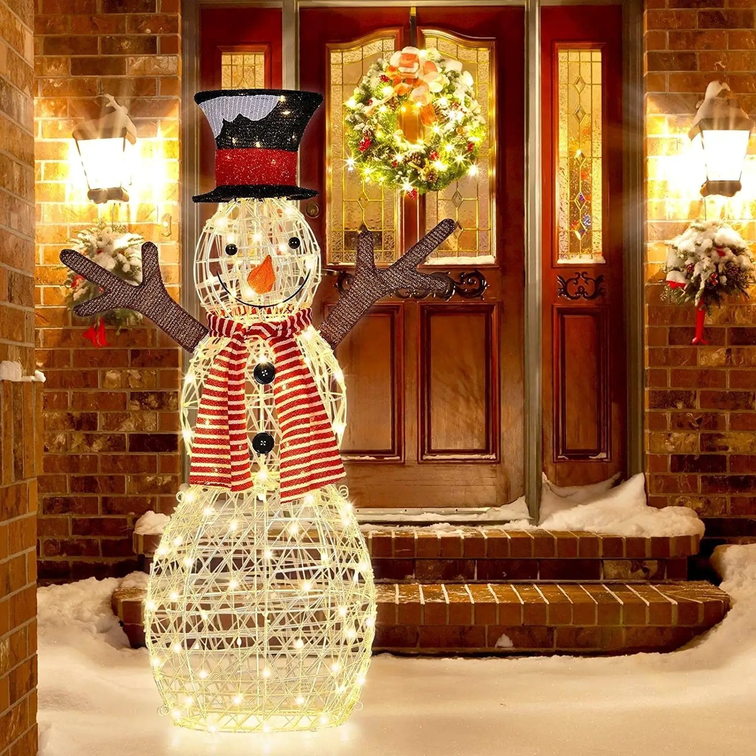 Indoor/Outdoor Christmas Lighted Snowman Decorations with Pre-Lit 80 Lights by DirectDeals