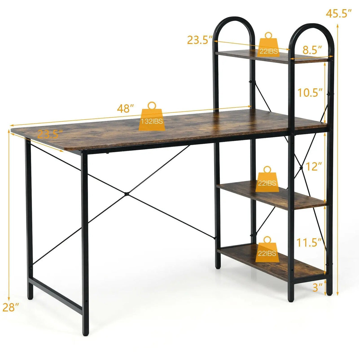 48-Inch Reversible Computer Desk with Storage Shelf by DirectDeals