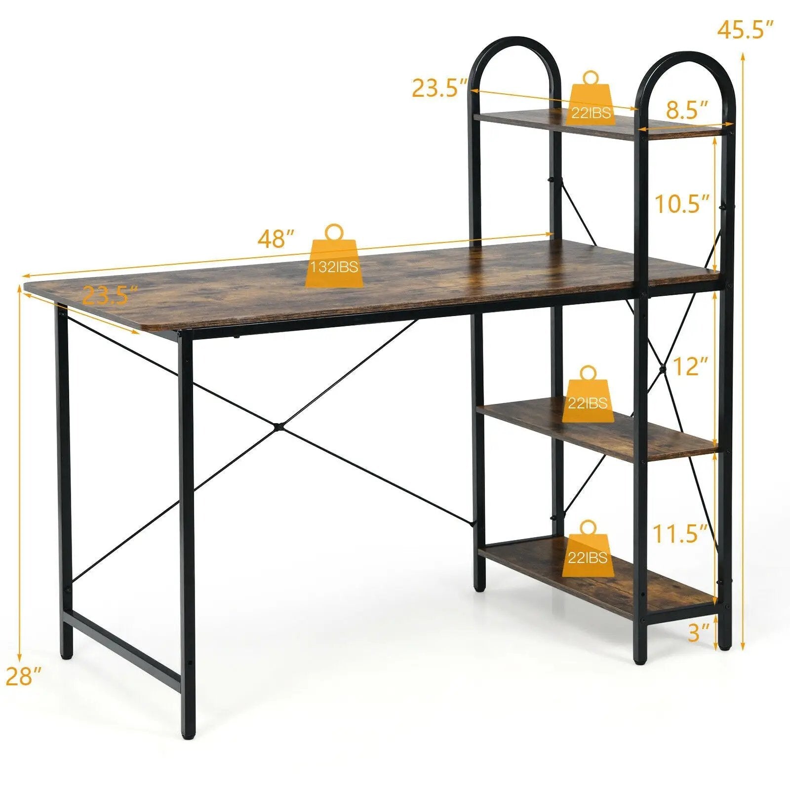 48-Inch Reversible Computer Desk with Storage Shelf by DirectDeals