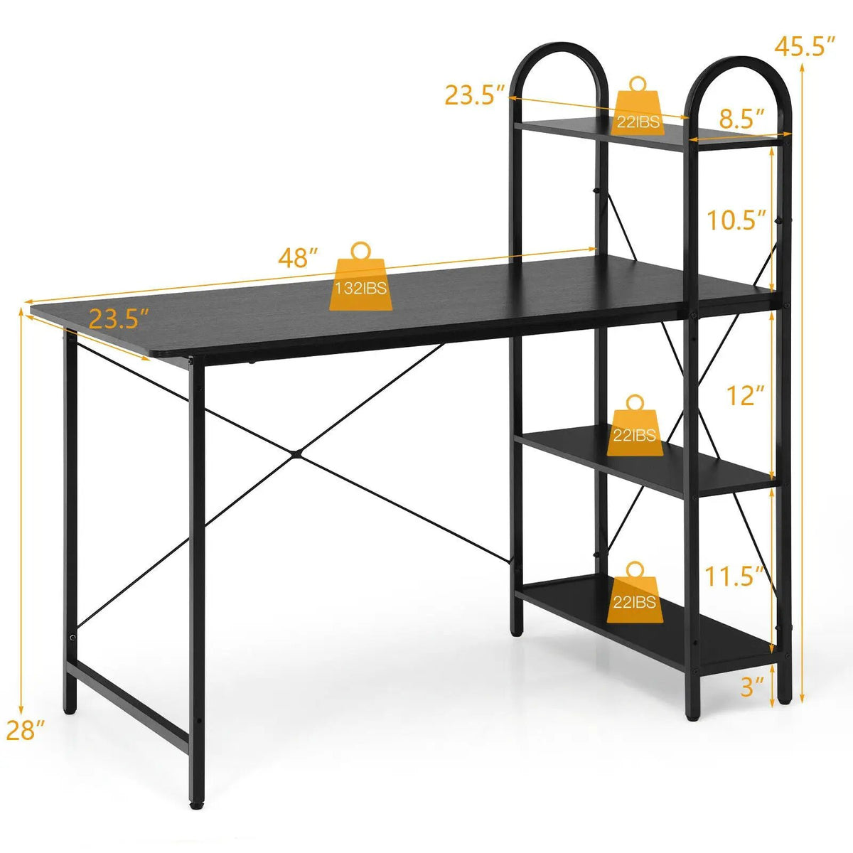 48-Inch Reversible Computer Desk with Storage Shelf by DirectDeals