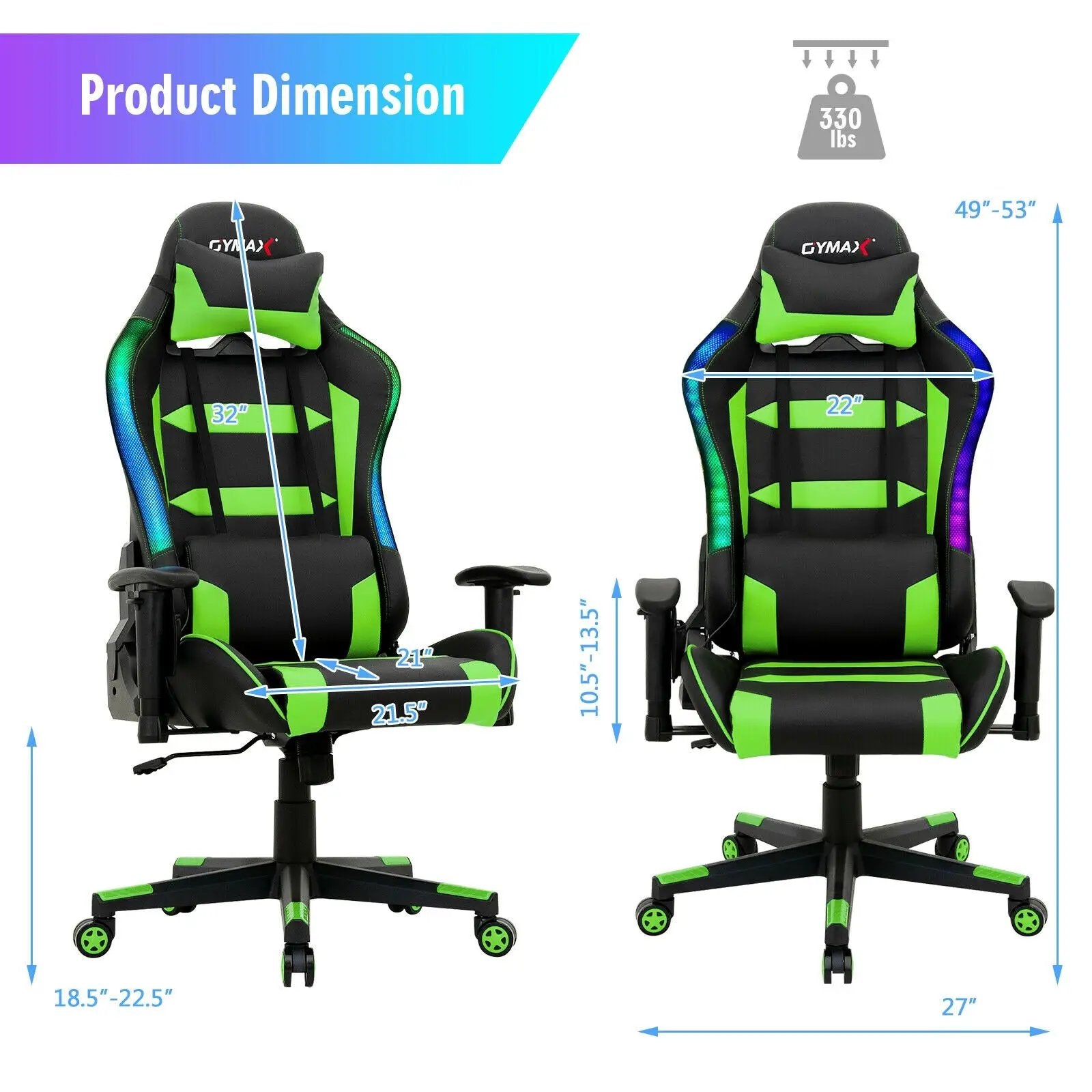 Adjustable Swivel Gaming Chair with LED Lights and Remote by DirectDeals