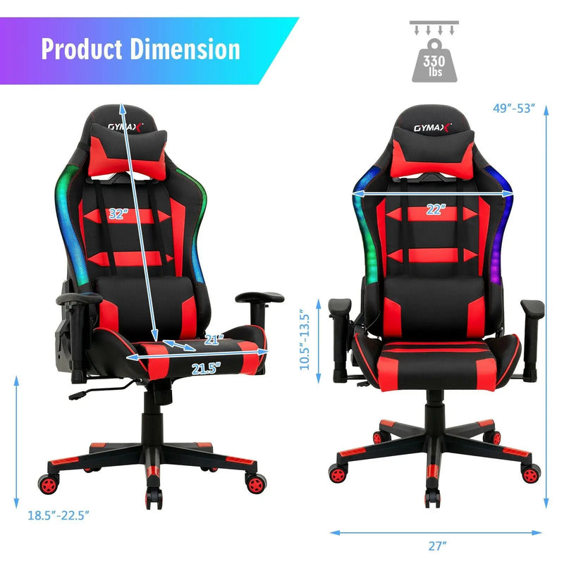 Adjustable Swivel Gaming Chair with LED Lights and Remote by DirectDeals