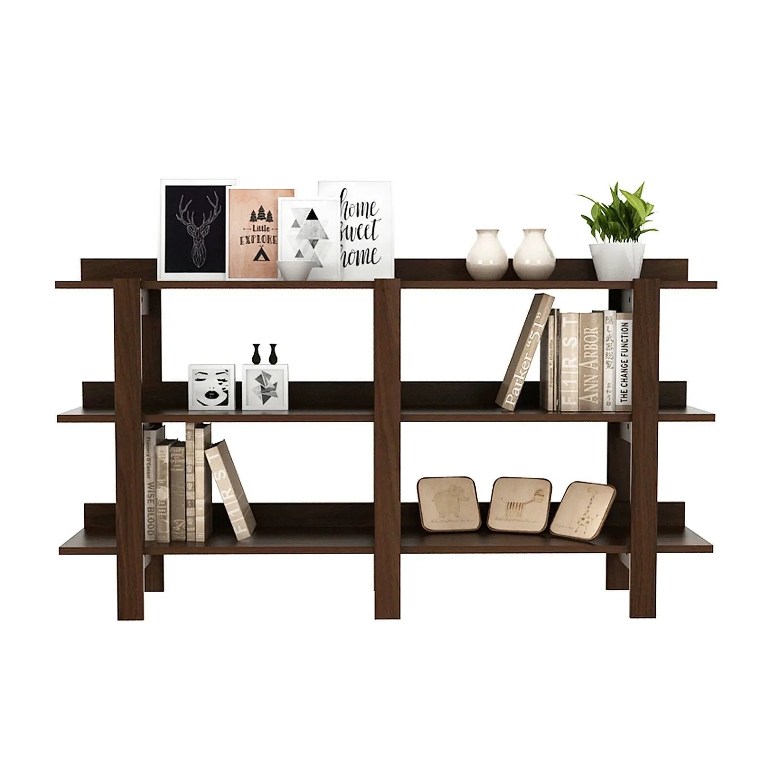 59 Inch Console Table with 3-tier Open Shelf for Front Hall Hallway and Foyer by DirectDeals