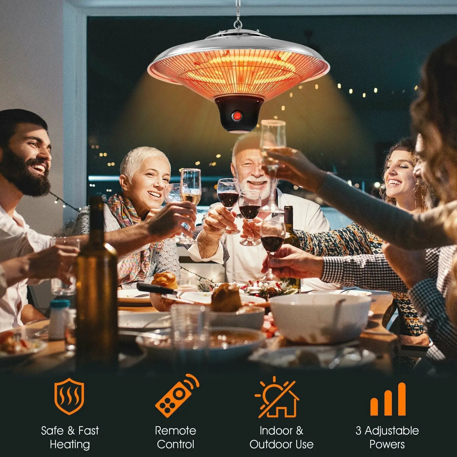 1500W Electric Hanging Ceiling Mounted Infrared Heater with Remote Control by DirectDeals
