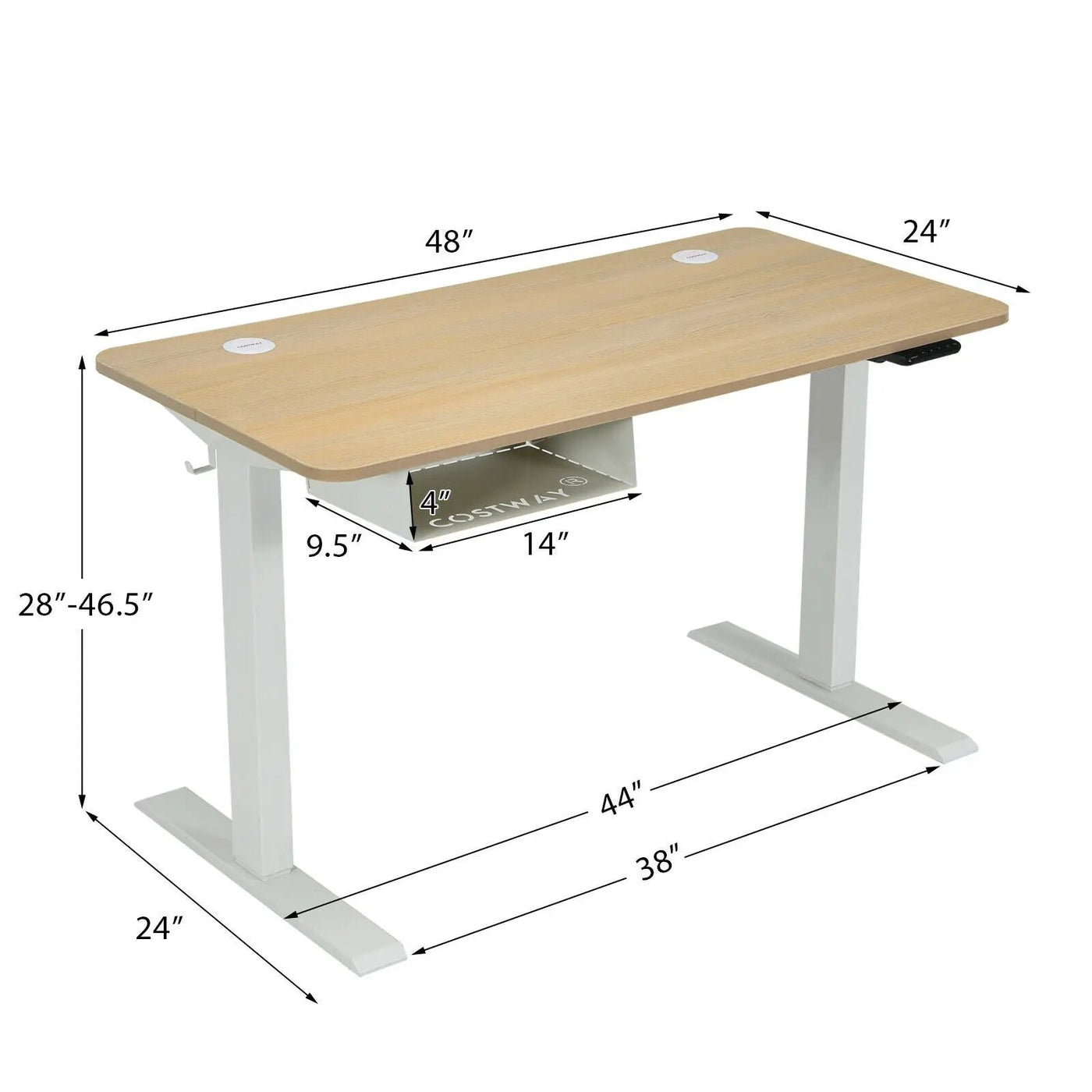 48-Inch Electric Standing Adjustable Desk with Control Panel and USB Port-Natural by DirectDeals