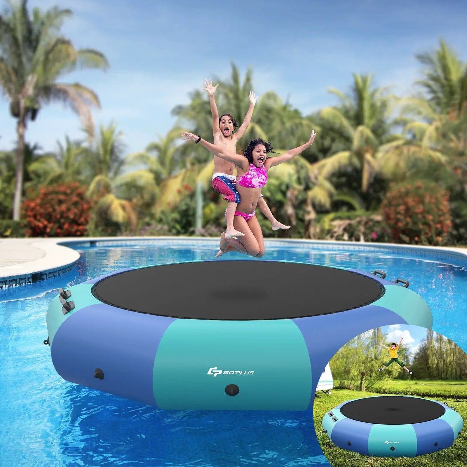 12 Feet Inflatable Splash Padded Water Bouncer Trampoline by DirectDeals