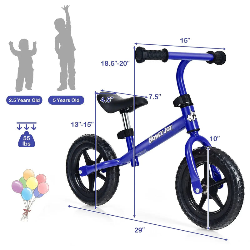 Kids No Pedal Balance Bike with Adjustable Handlebar and Seat-Blue by DirectDeals