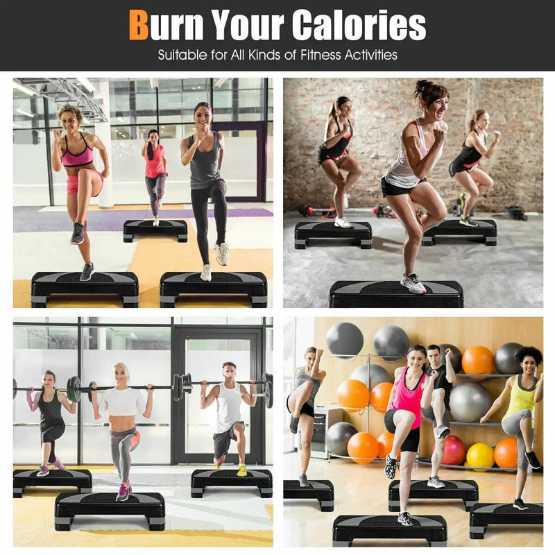 31 Inch Adjustable Exercise Aerobic Stepper with Non-Slip Pads-Gray by DirectDeals