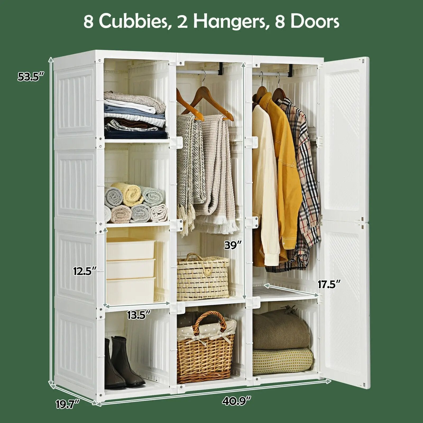 Foldable Closet Clothes Organizer with 8 Cubby Storage by DirectDeals
