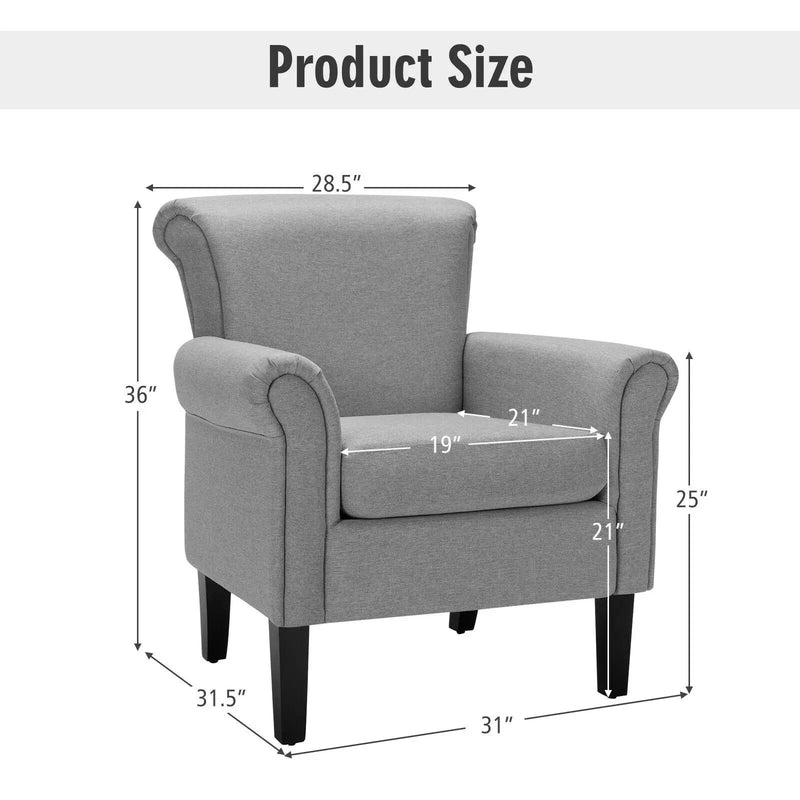 Upholstered Fabric Accent Chair with Adjustable Foot Pads by DirectDeals