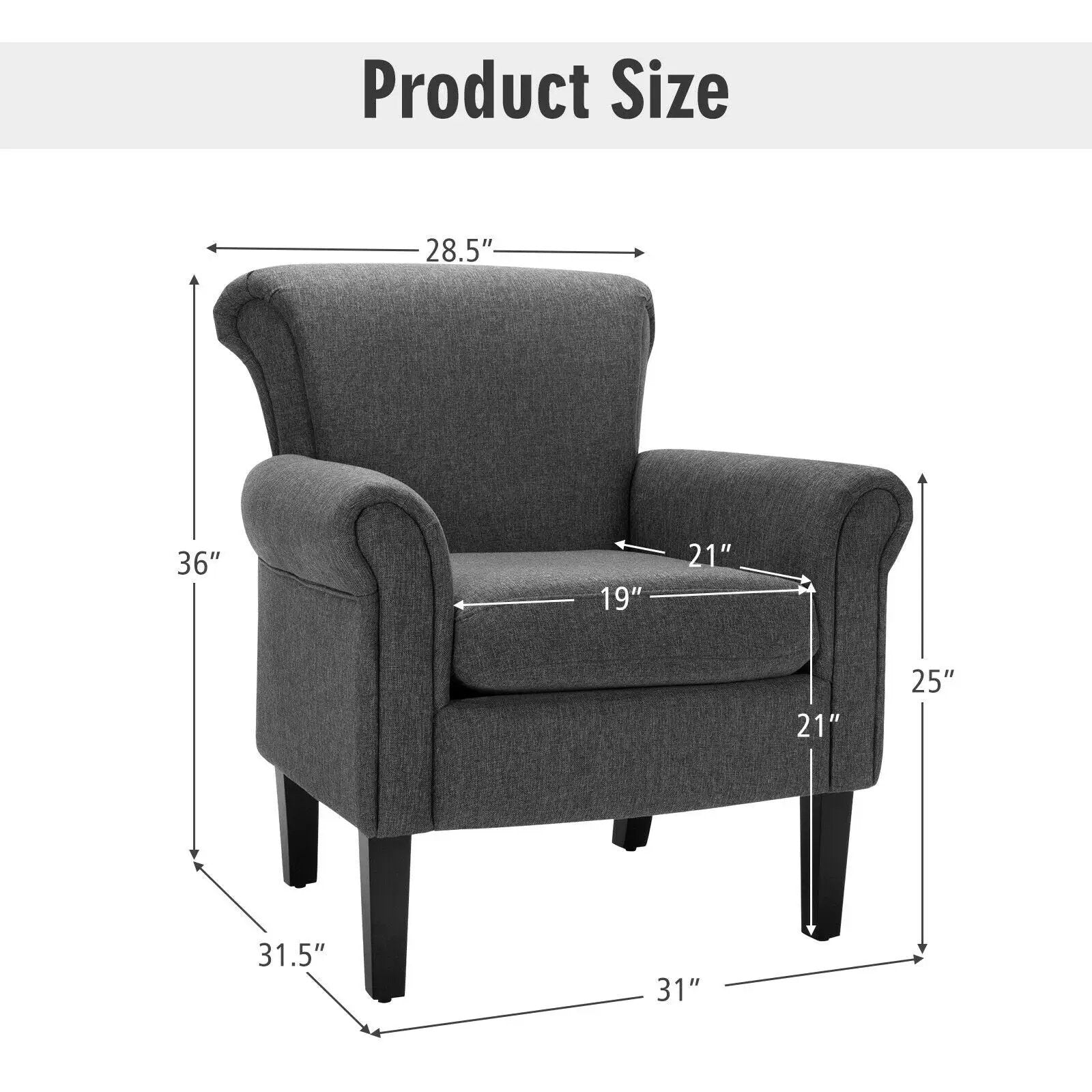 Upholstered Fabric Accent Chair with Adjustable Foot Pads by DirectDeals
