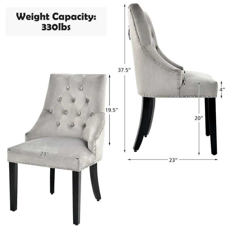 Modern Upholstered Button-Tufted Dining Chair with Naild Trim by DirectDeals