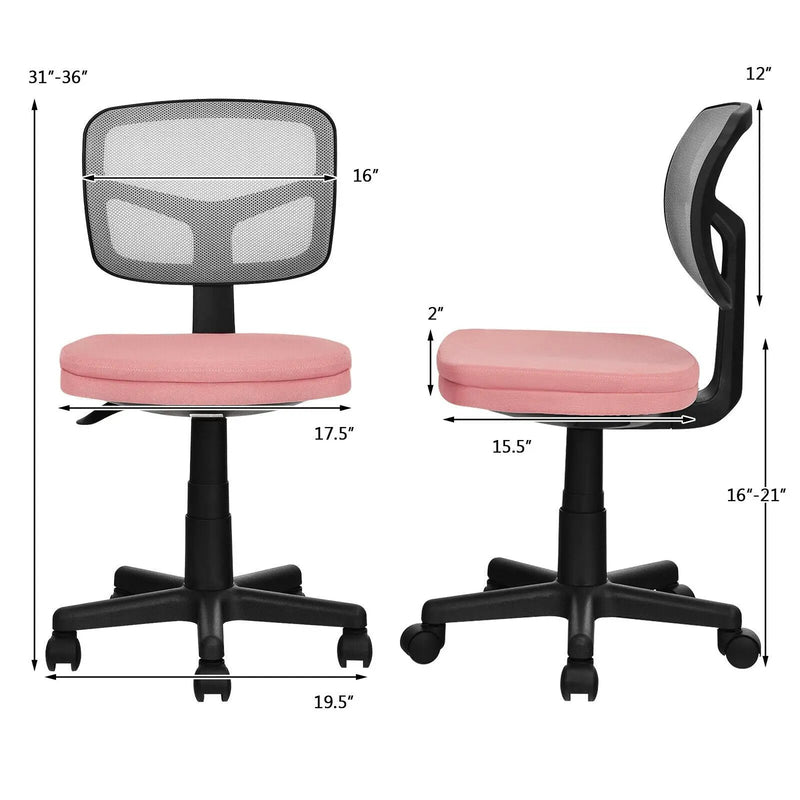 Armless Computer Chair with Height Adjustment and Breathable Mesh for Home Office by DirectDeals