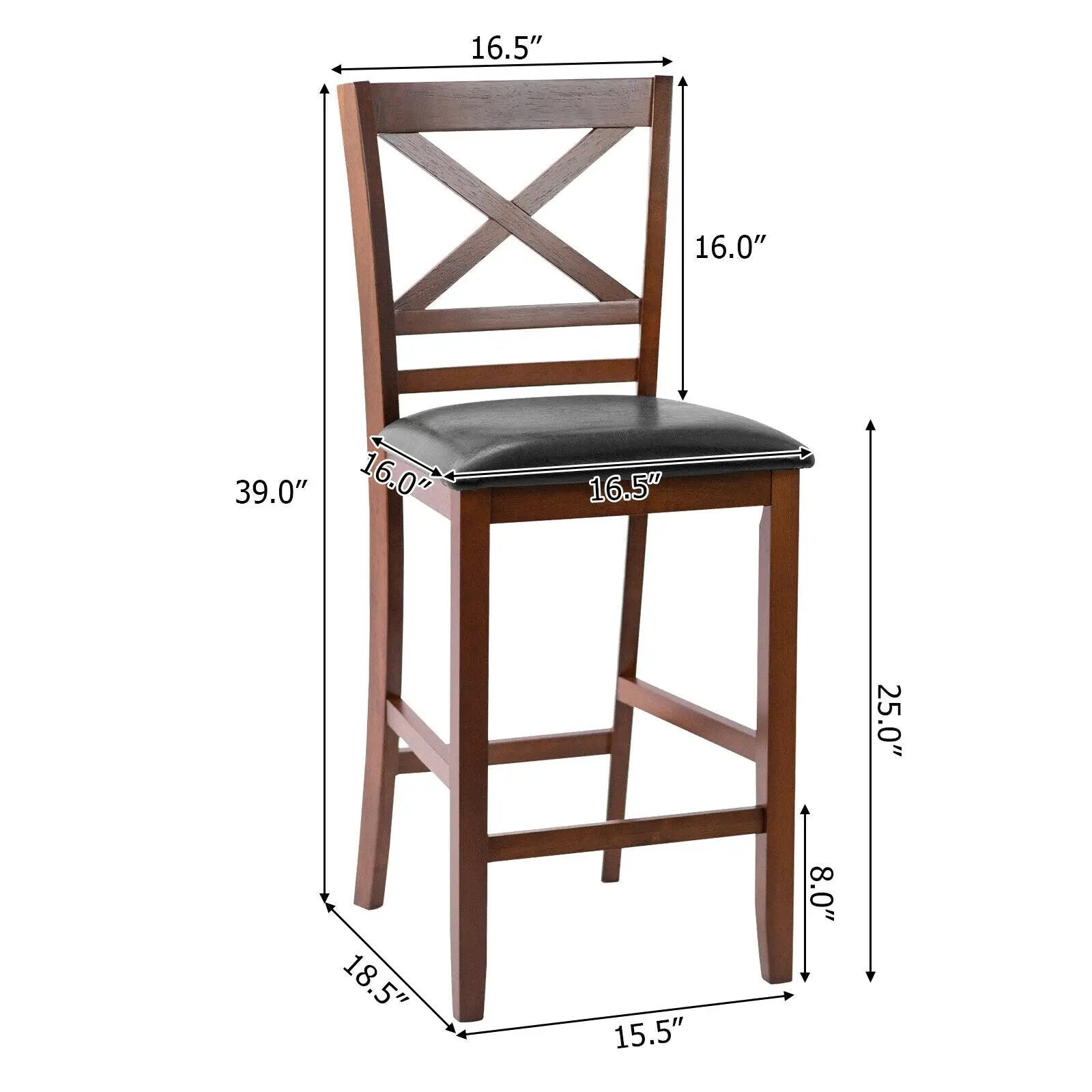 Counter Height Bar Stools 25 Inch - Set of 2 with PU Leather by DirectDeals