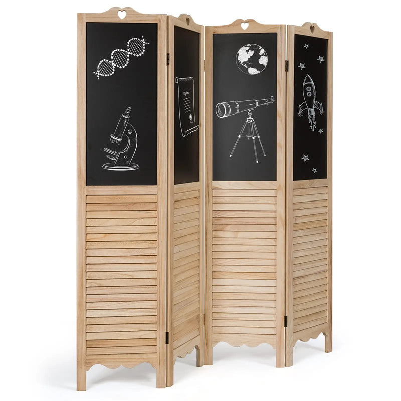 4-Panel Folding Privacy Room Divider Screen with Chalkboard by DirectDeals
