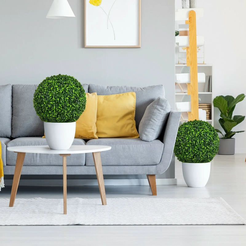 Artificial Boxwood Topiary Ball Tree Set - 15.7 Inch (2 Pieces) by DirectDeals