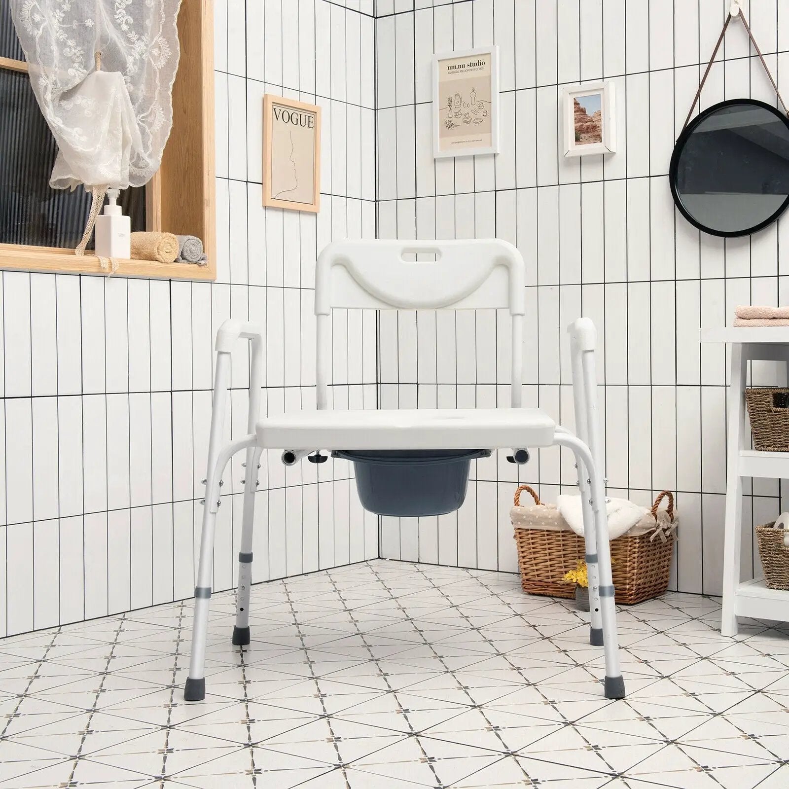 3-in-1 Bedside Commode Portable Toilet with Adjustable Height by DirectDeals