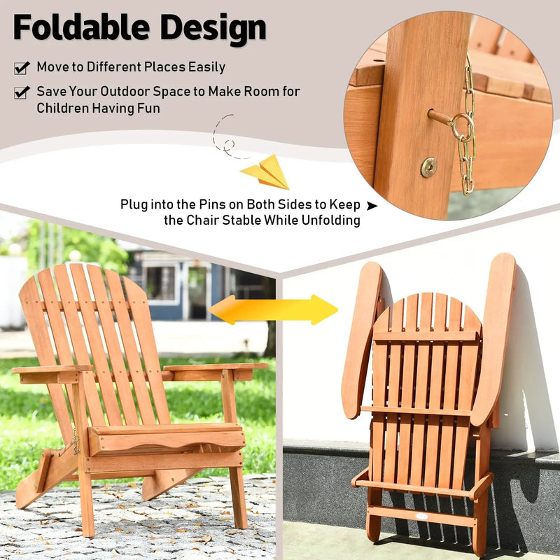 Eucalyptus Chair Foldable Outdoor Wood Lounger Chair by DirectDeals