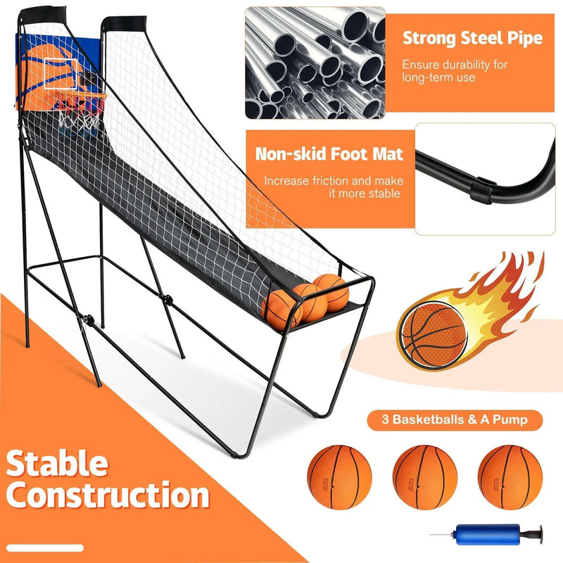 Foldable Single Shot Basketball Arcade Game with Electronic Scorer and Basketballs by DirectDeals