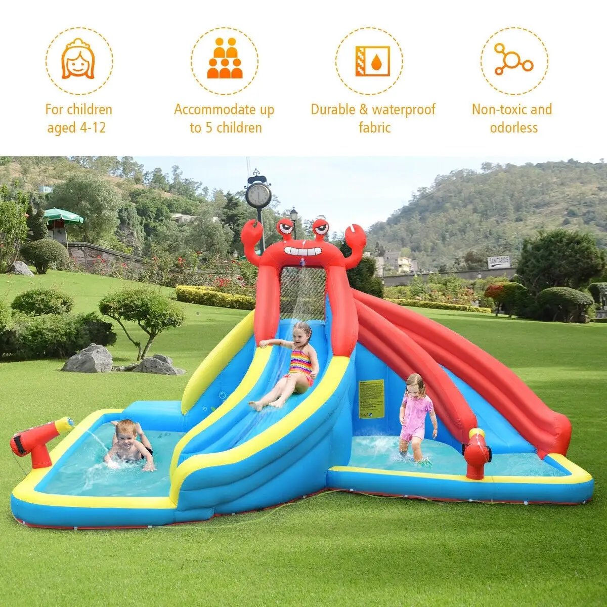 Inflatable Water Slide Bounce House with Water Cannon and 950W Blower by DirectDeals