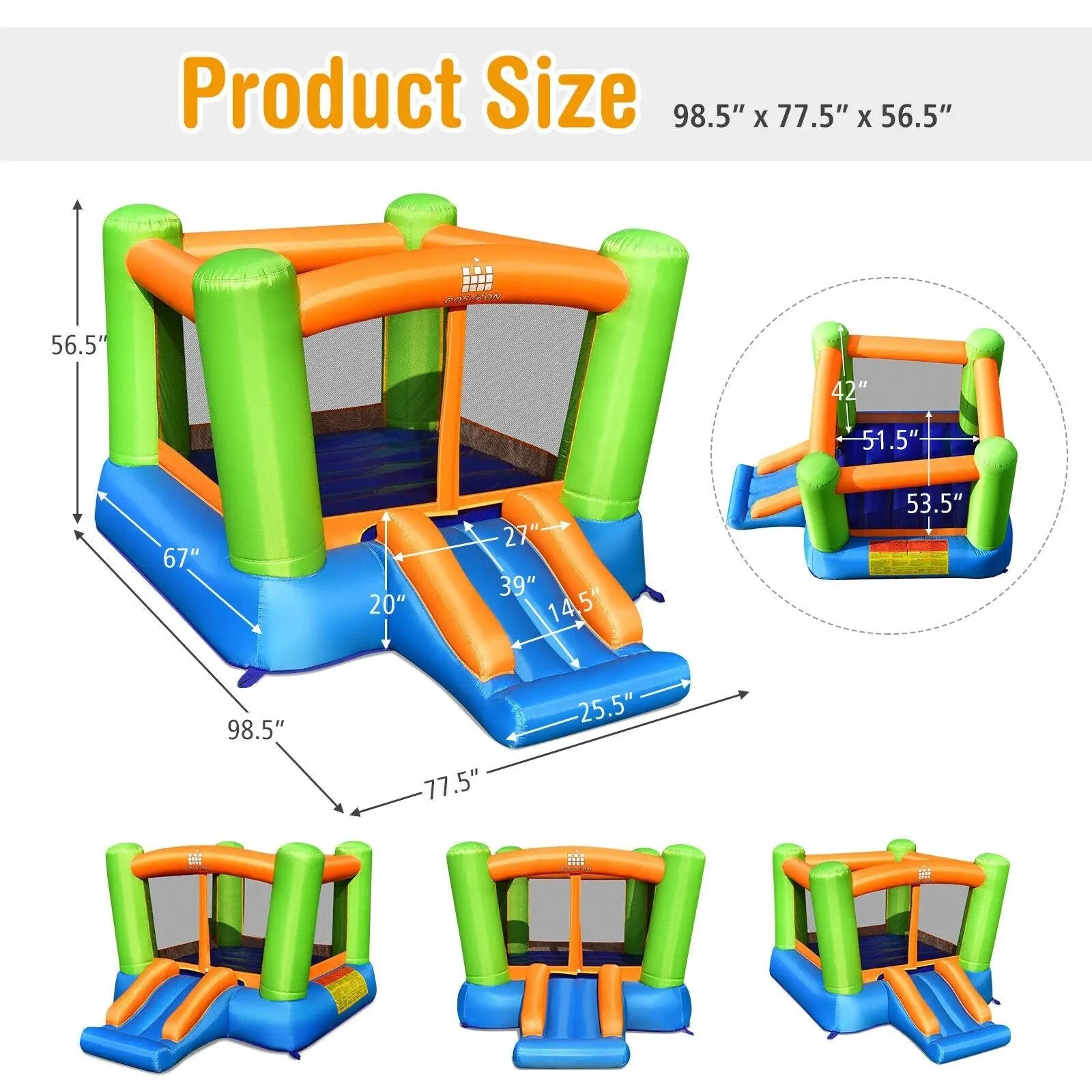 Kids Inflatable Bounce House without Blower for Indoor and Outdoor by DirectDeals