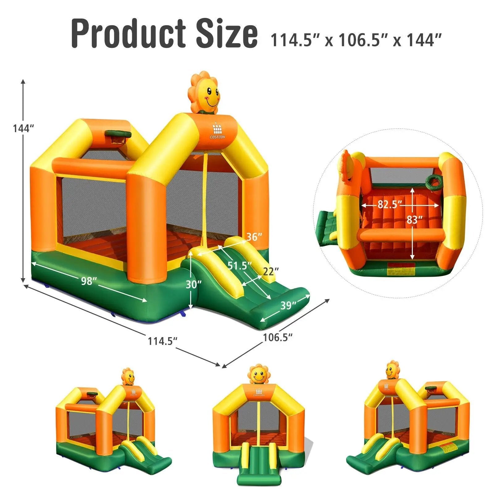 Kids Inflatable Bounce Jumping Castle House with Slide without Blower by DirectDeals