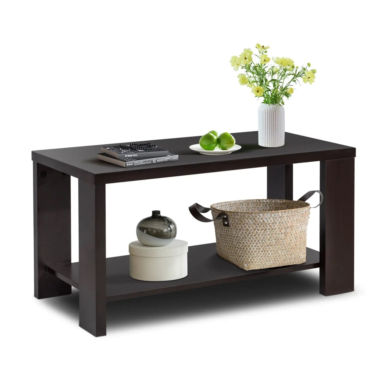 Rectangular Cocktail Coffee Table with Storage Shelf by DirectDeals
