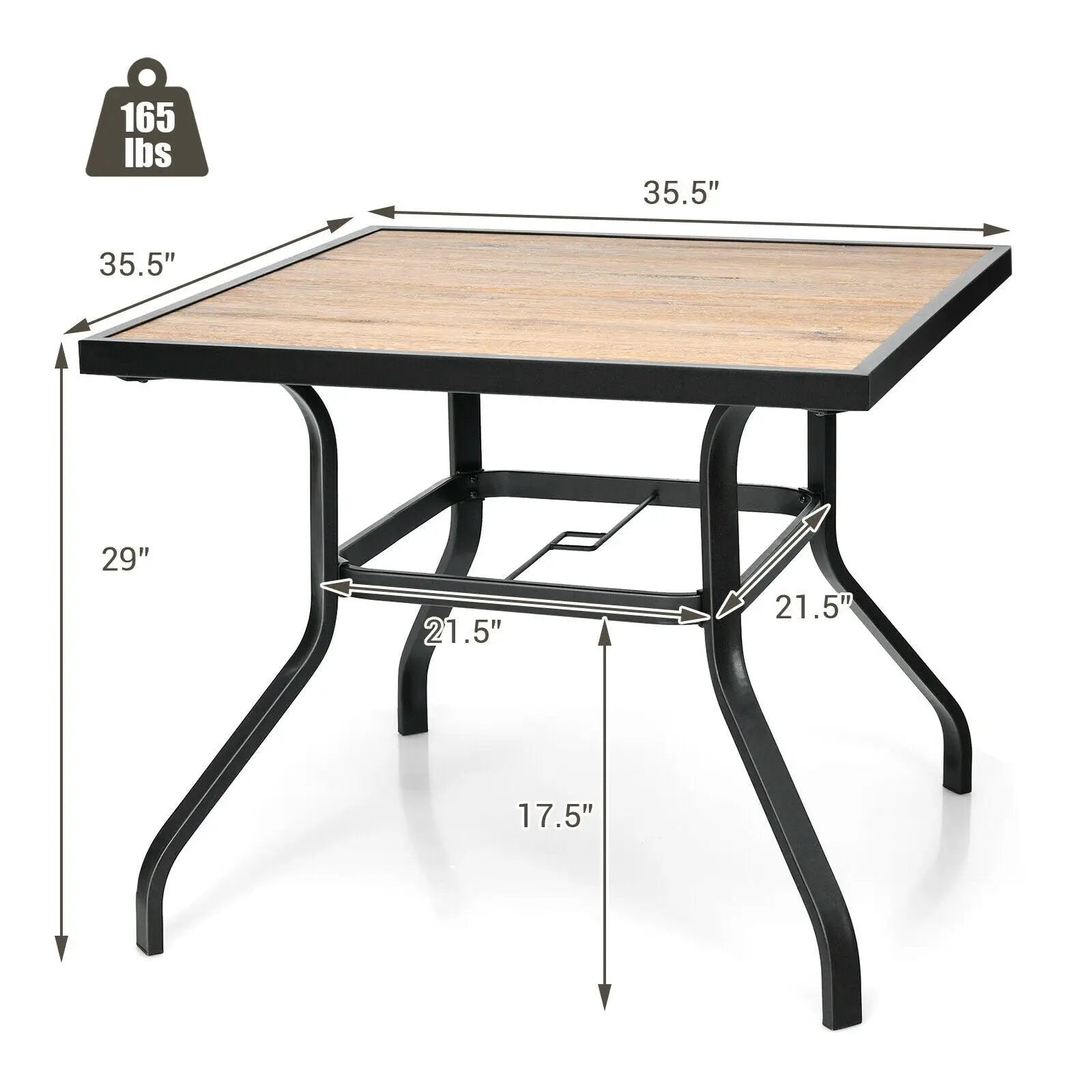 Patio Metal Square Dining Table for Garden and Poolside by DirectDeals